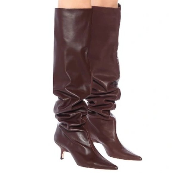Rejina Pyo Ashley Brown Leather Over the knee Boots BNIB - Picture 1 of 9